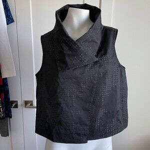Sun Kim Raphael Print Sleeveless Modern Architectural Vest Top Black Grey Sz S